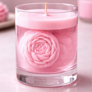 Pink Peony Glass Candle