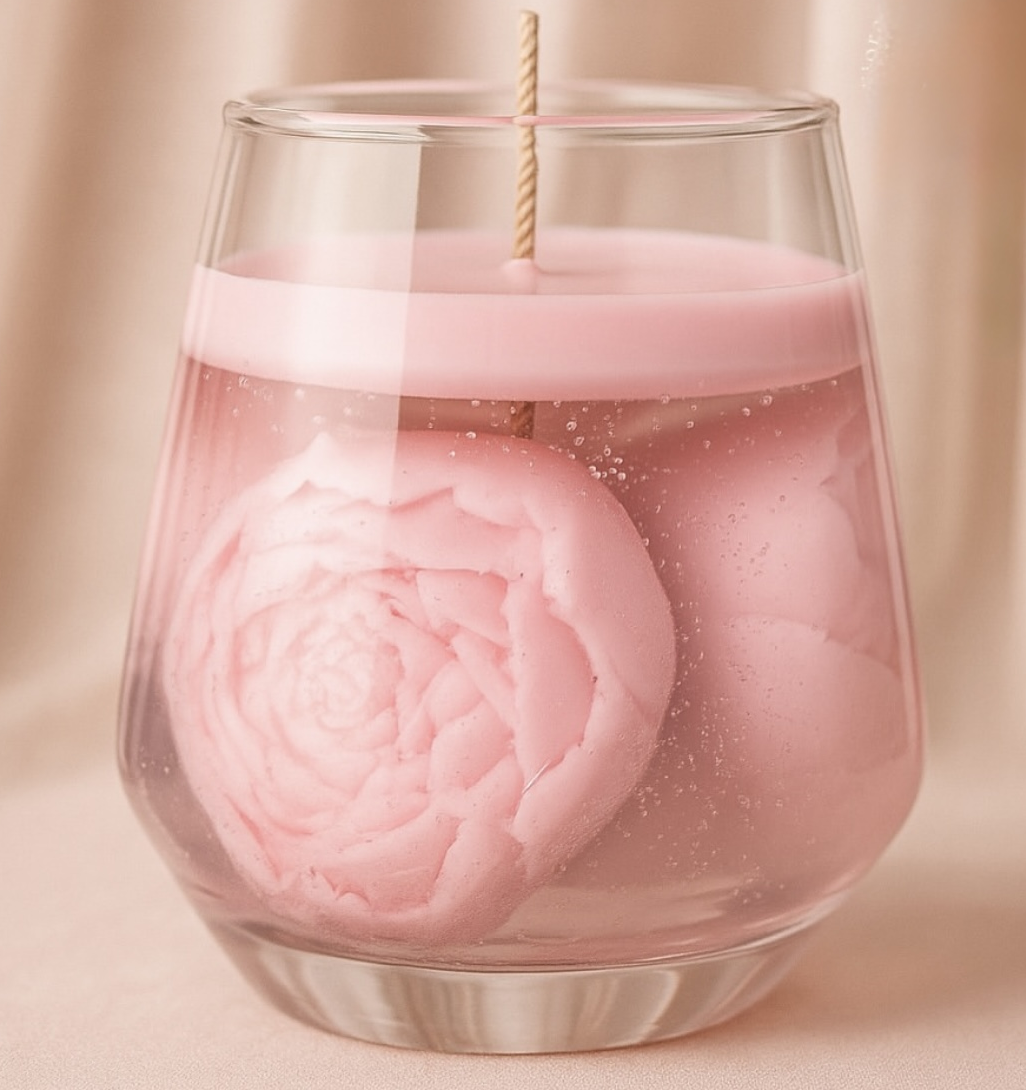 Peony Glass Candle