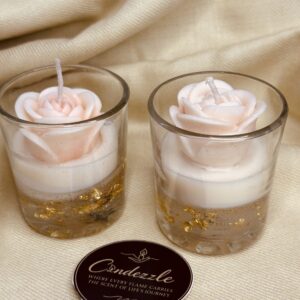 White Rose Glass candle (Pack of 2)