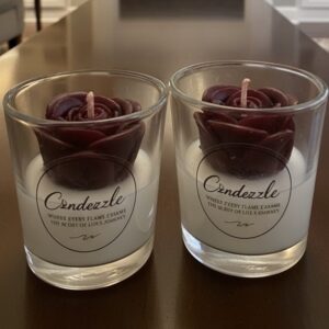 Red Rose Glass Candle (Pack of 2)