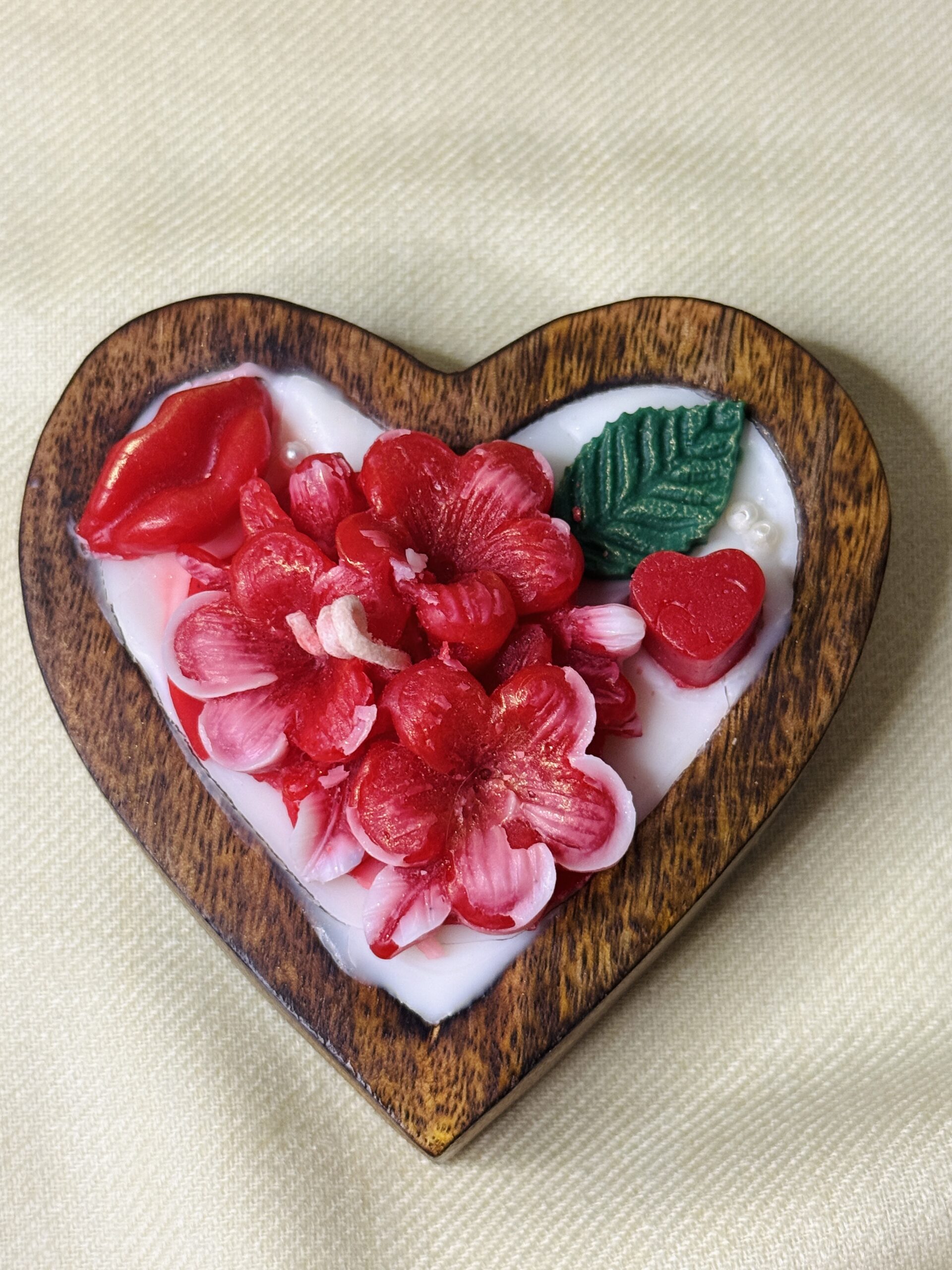 Customer Wooden Heart Candle- Small