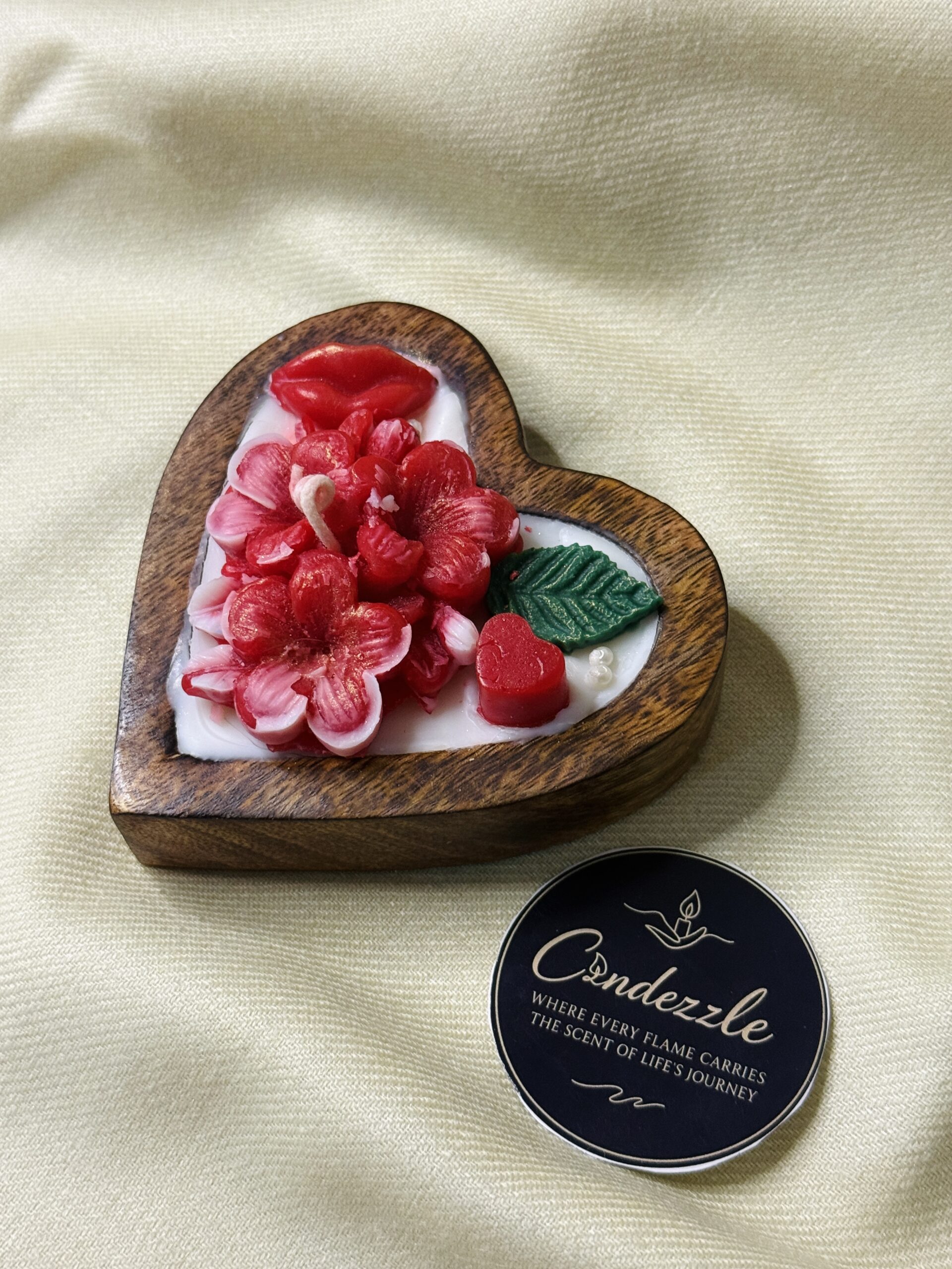 Customer Wooden Heart Candle- Small - Image 2