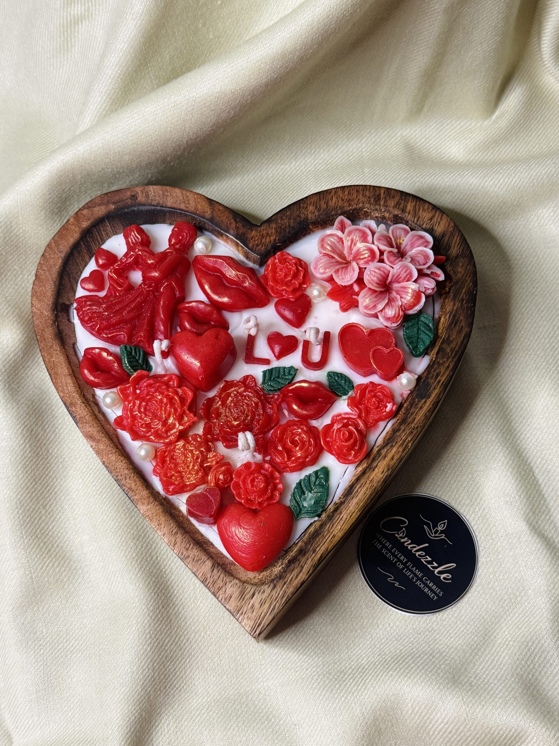 Customer Wooden Heart Candle- Large - Image 2