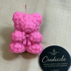 Small Teddy Bear Candle (Pink)