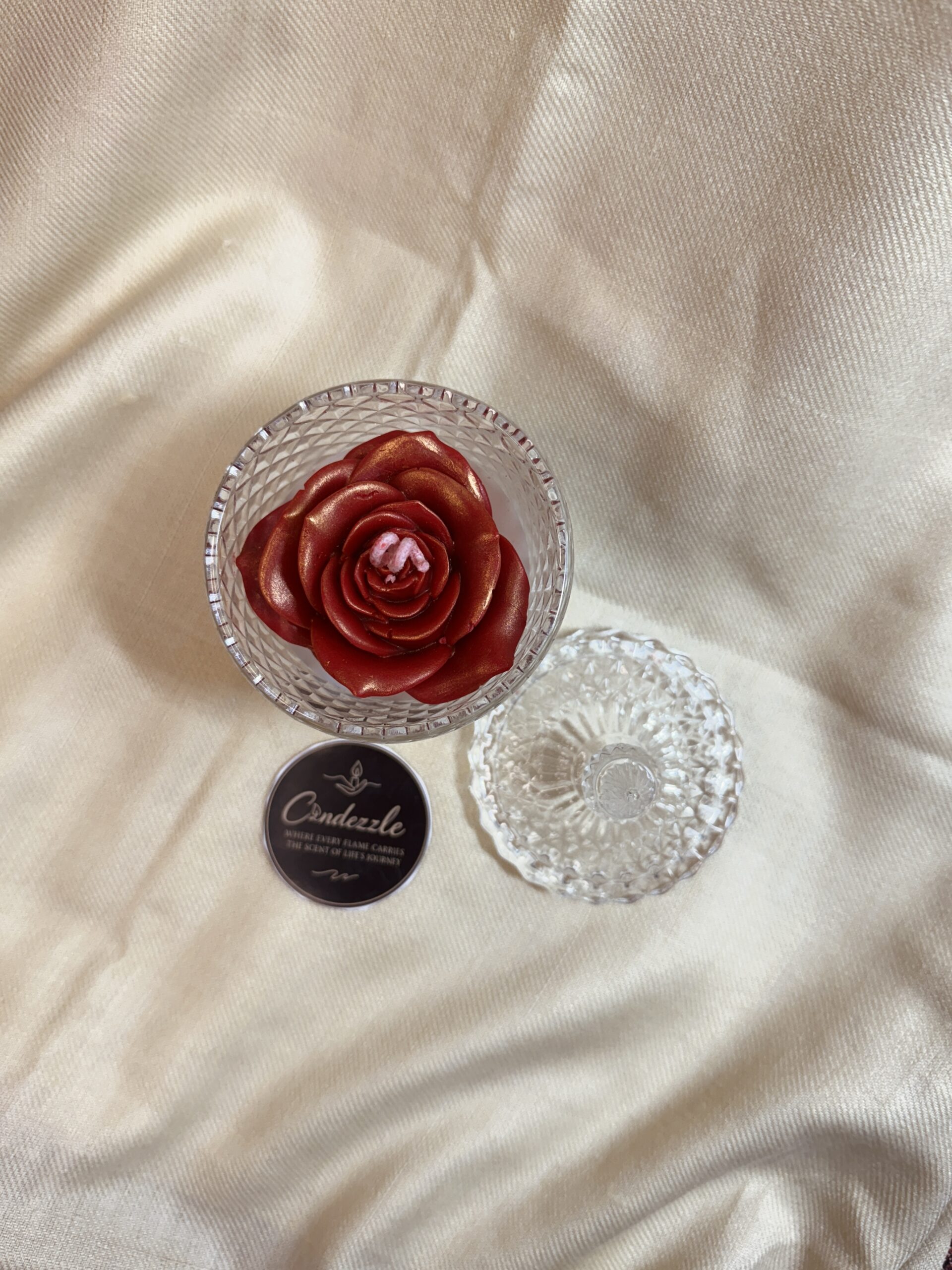 Large Red Rose Crystal Jar Candle - Image 2