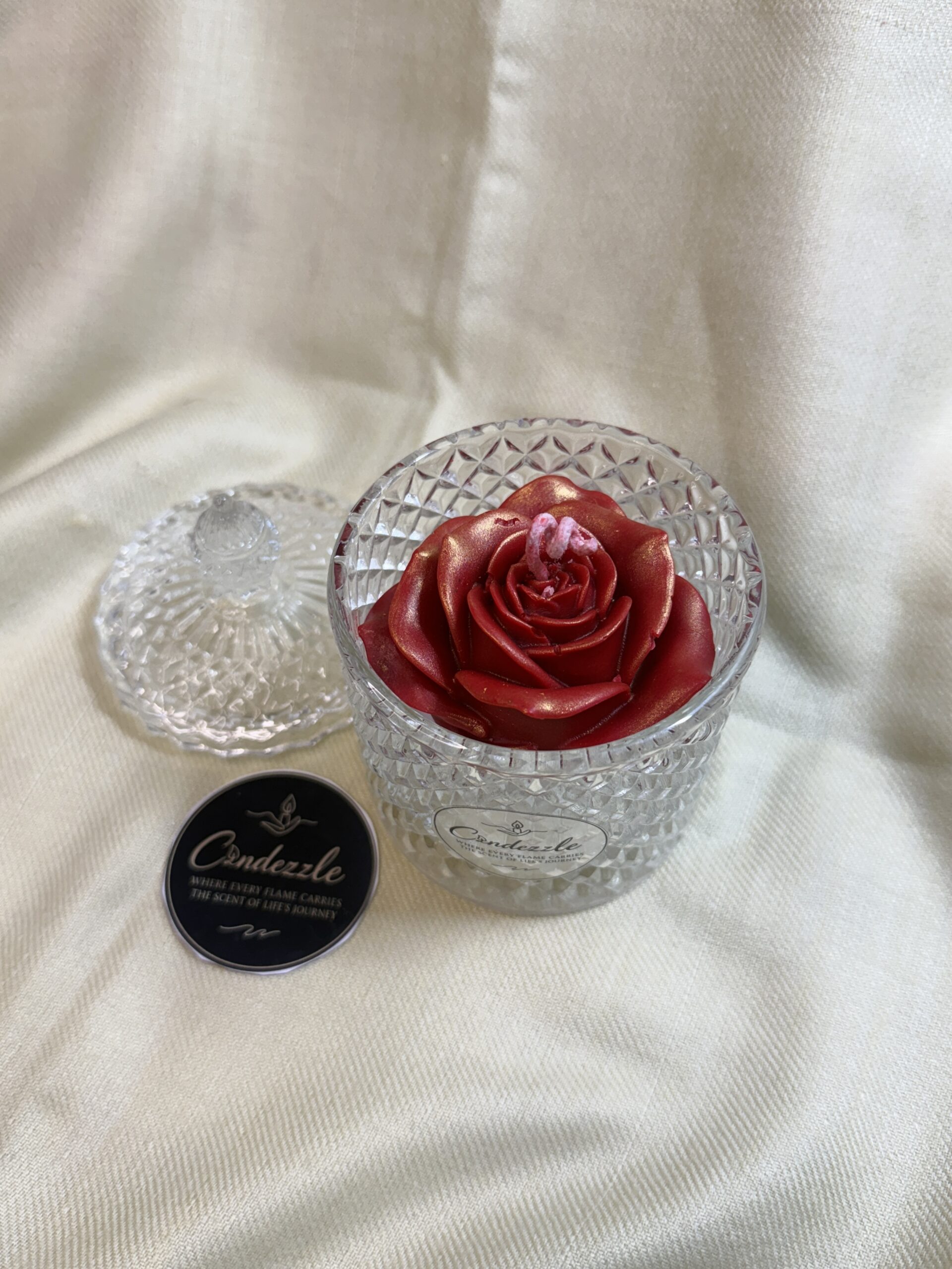 Large Red Rose Crystal Jar Candle - Image 3