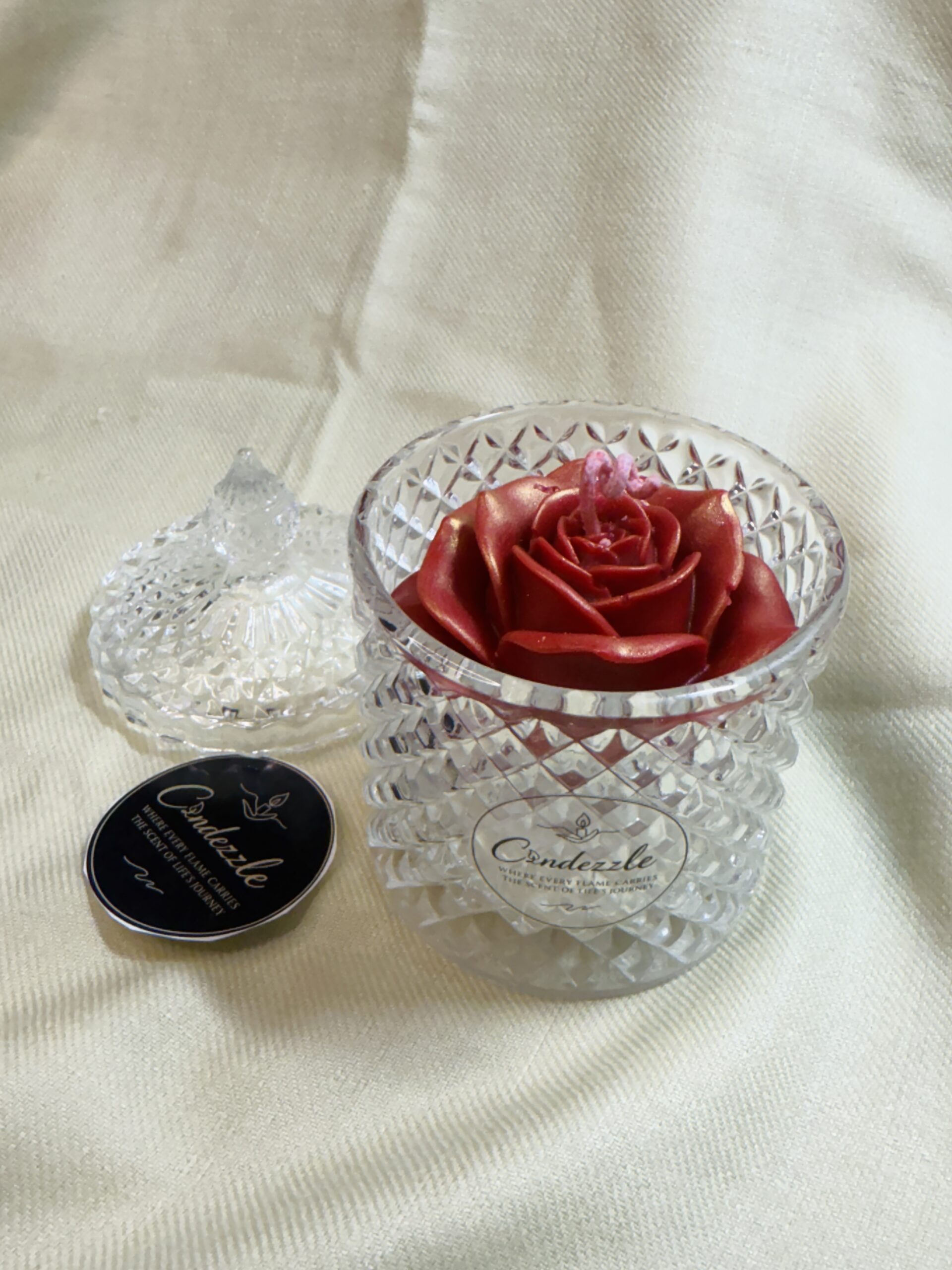 Large Red Rose Crystal Jar Candle - Image 4