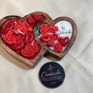Double Heart Wooden Candle