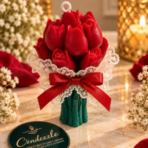 Red & Green Tulip Candle