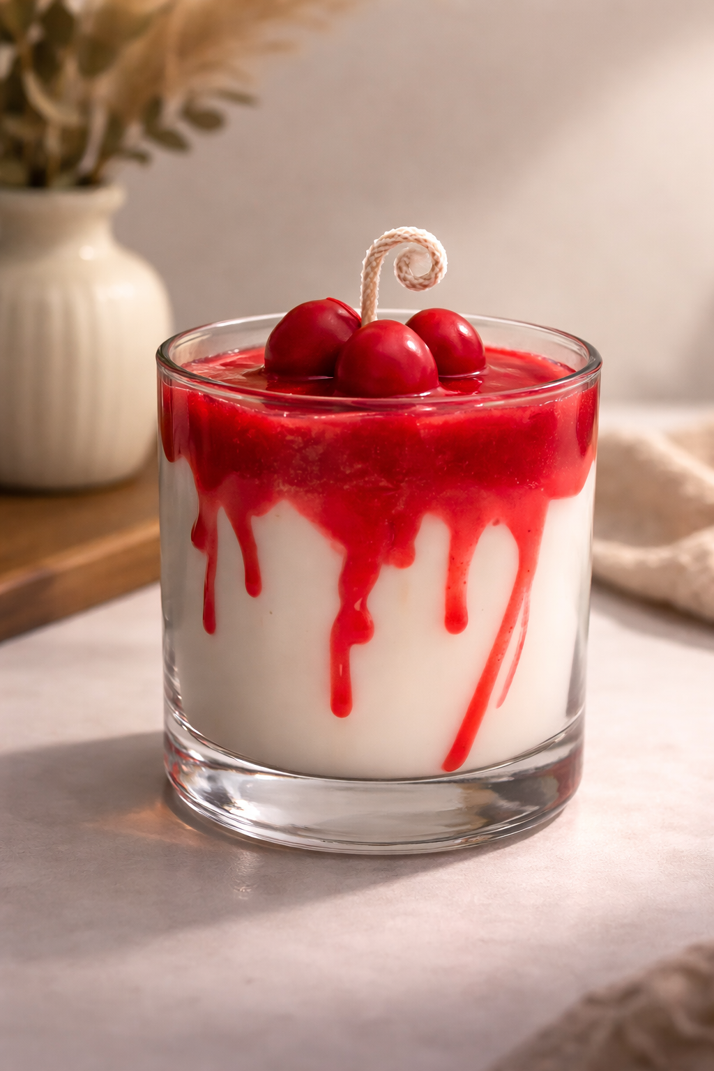 Cherry Blossom Creamy Round Glass
