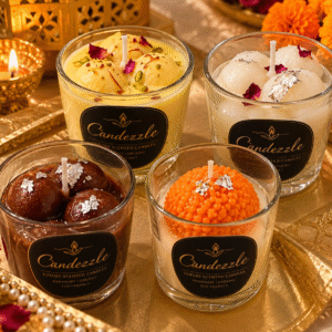 White Rasgulla in Glass Candle