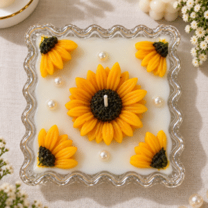 Yellow Daisy Glass Urli Candle