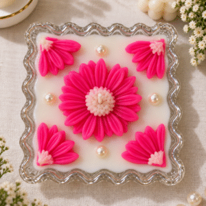 Pink Daisy Glass Urli Candle